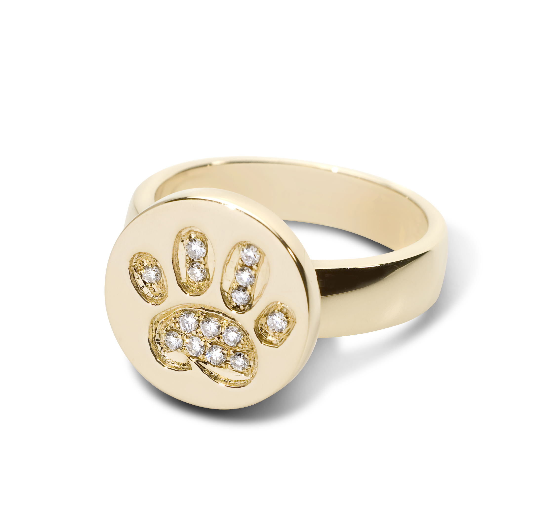 White Natural Diamond Accent Paw Print Heart Ring In 14k Yellow Gold Over  Sterling Silver - Walmart.com