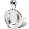 Horse Shoe on Disc Pendant Sterling Silver