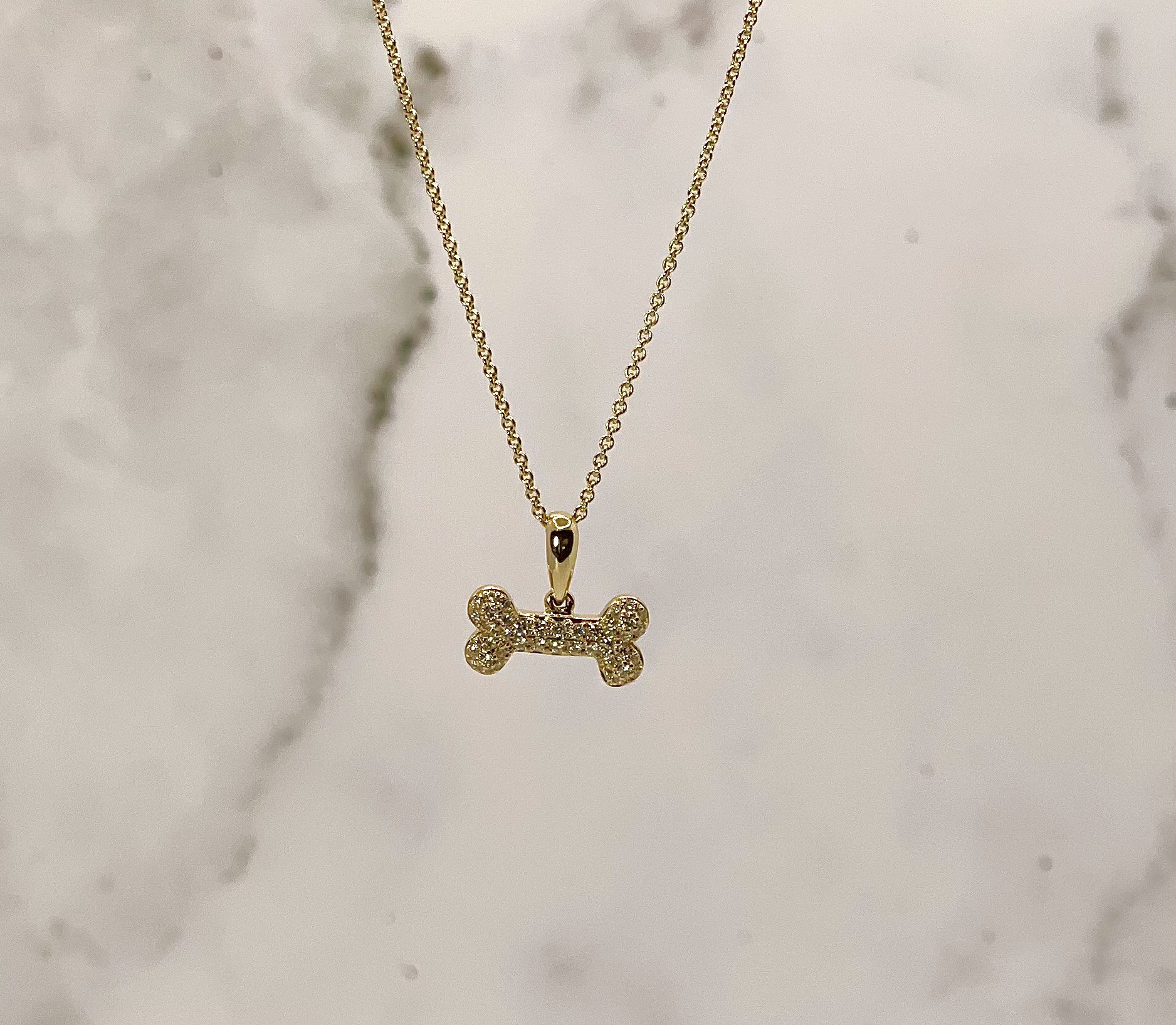Sterling Silver Diamond Dog Bone Necklace - Elisa Solomon Jewelry